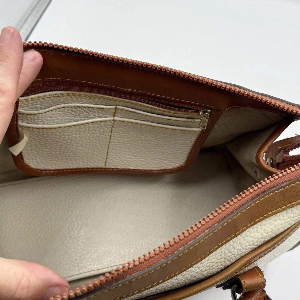 Vintage Dooney Bourke Bone Cream Brown Doctor Bag Satchel Leather 80s‎ 90s
